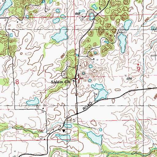 Topographic Map of Baum School (historical), IL