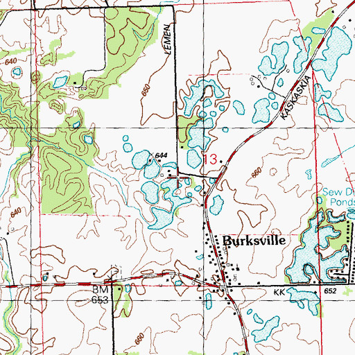 Topographic Map of Burksville School (historical), IL
