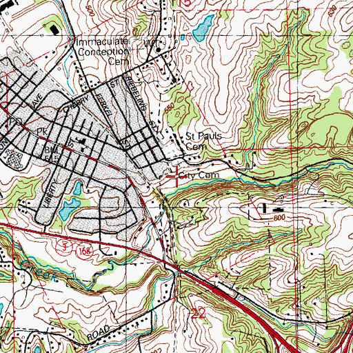 Topographic Map of City Cemetery, IL