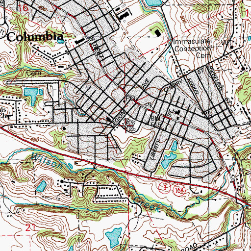 Topographic Map of Columbia Elementary School, IL