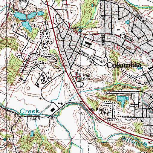 Topographic Map of Columiba High School, IL