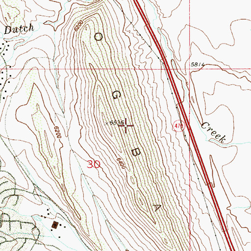 Topographic Map of Hogback, CO