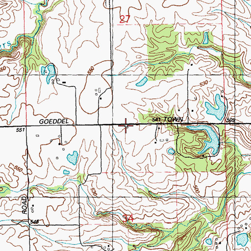 Topographic Map of Goeddeltown School (historical), IL