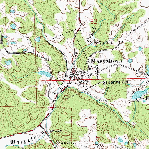 Topographic Map of Maeystown Historic District, IL