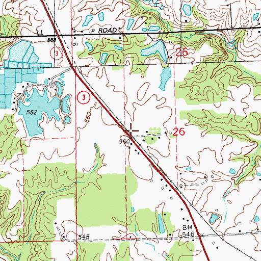 Topographic Map of Poe School (historical), IL