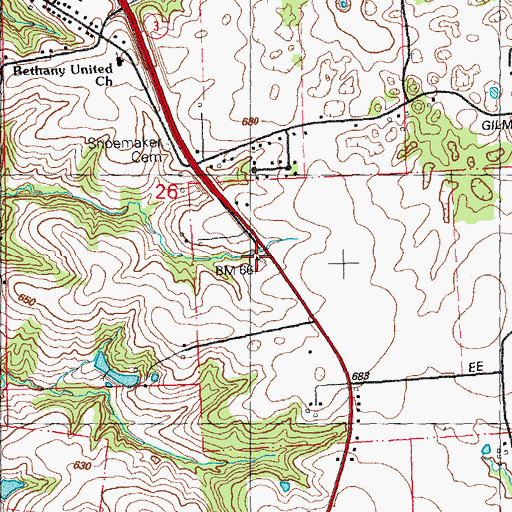 Topographic Map of Shoemaker School (historical), IL