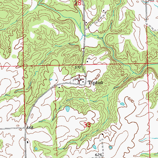 Topographic Map of Tiptown Church (historical), IL