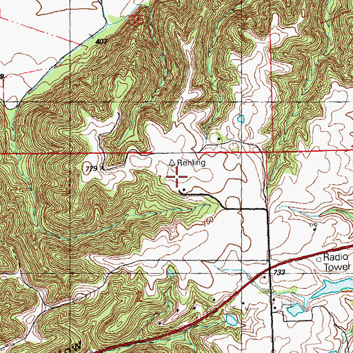 Topographic Map of Valmeyer Post Office, IL