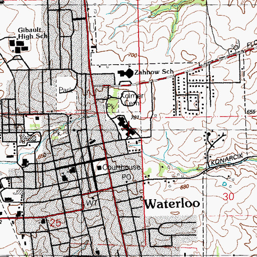 Topographic Map of Waterloo High School, IL