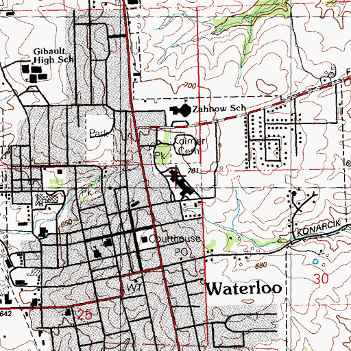 Topographic Map of Waterloo Junior High School, IL