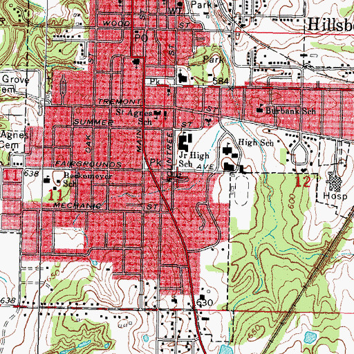 Topographic Map of Calvary Baptist Church, IL