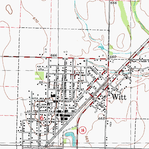 Topographic Map of Christian Church of Witt, IL