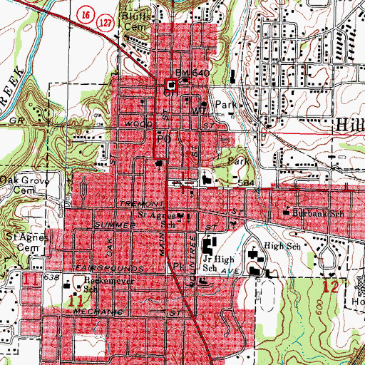 Topographic Map of Edison Public School (historical), IL