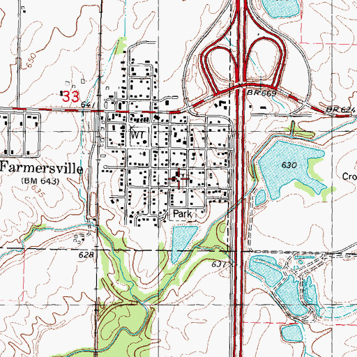 Topographic Map of Farmersville Elementary School, IL