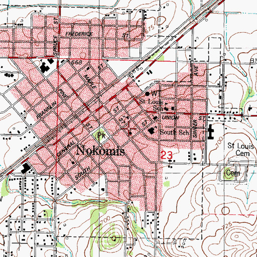 Topographic Map of First Baptist Church, IL