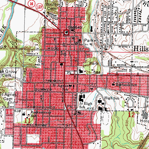 Topographic Map of First Christian Church, IL