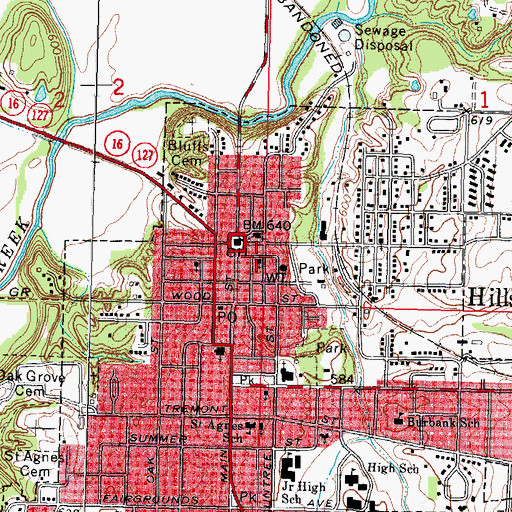 Topographic Map of First Methodist Church, IL