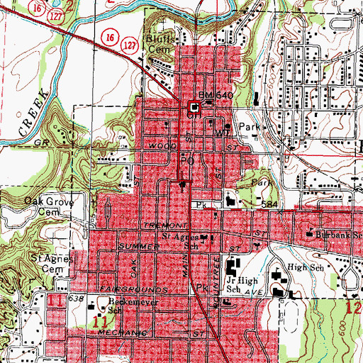 Topographic Map of First Presbyterian Church, IL