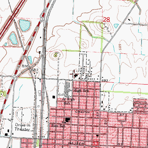 Topographic Map of First Presbyterian Church, IL