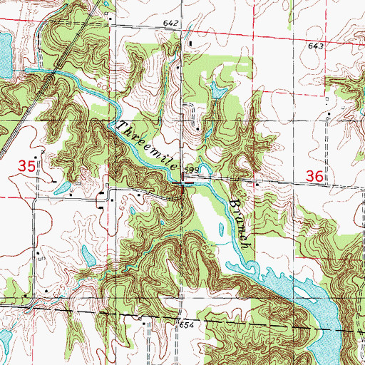 Topographic Map of Five Mile Bridge, IL