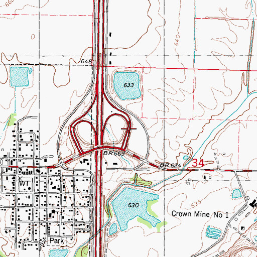 Topographic Map of Interchange 72, IL