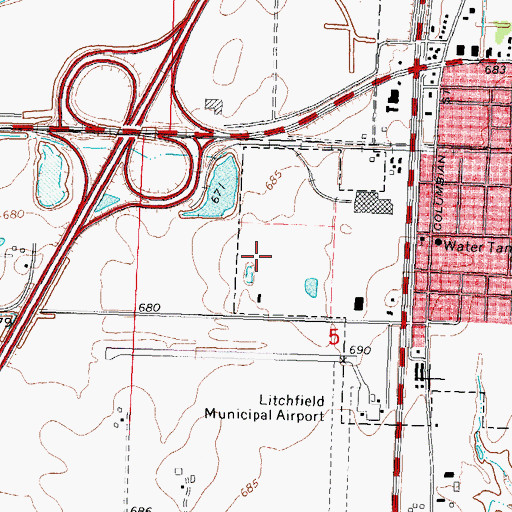 Topographic Map of Litchfield Industrial Park, IL