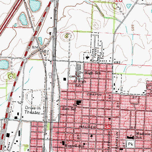 Topographic Map of Litchfield Middle School, IL