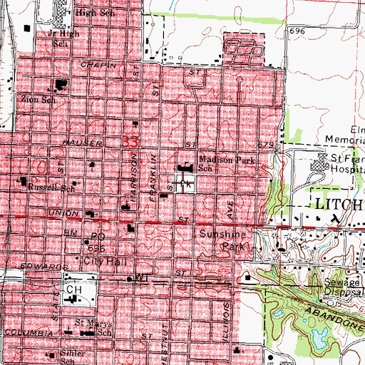Topographic Map of Madison Park, IL