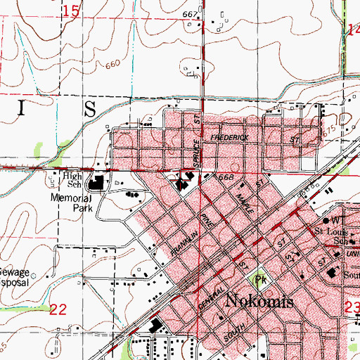 Topographic Map of North Elementary School, IL