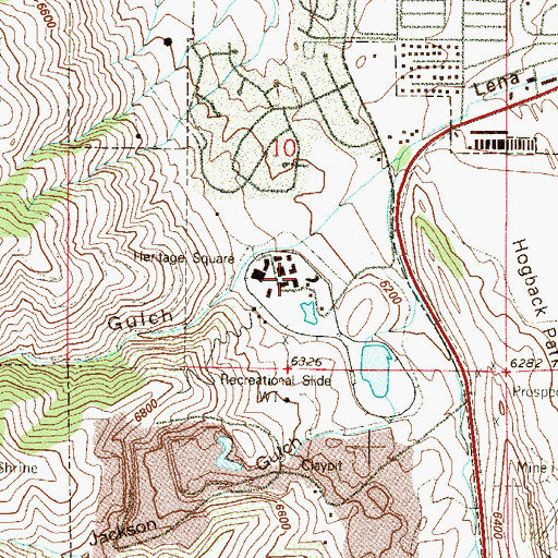 Topographic Map of Heritage Square, CO