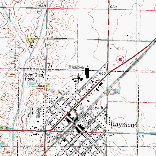 Topographic Map of Raymond Grade School, IL