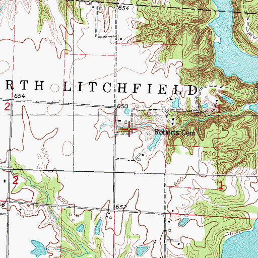 Topographic Map of Roberts Cemetery Savanna Nature Preserve, IL