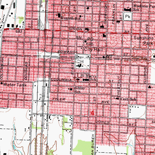 Topographic Map of Saint Marys Catholic Church, IL