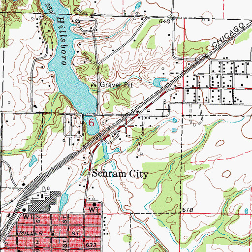 Topographic Map of Schram City Public School (historical), IL
