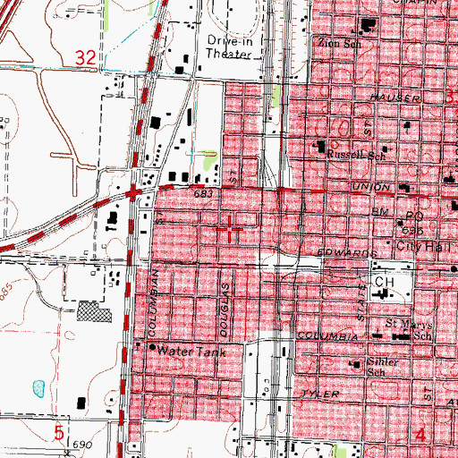 Topographic Map of Seventh Day Church of God, IL