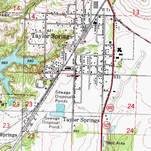 Topographic Map of Taylor Springs School (historical), IL