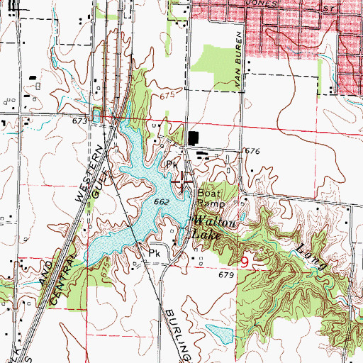Topographic Map of Walton Park, IL
