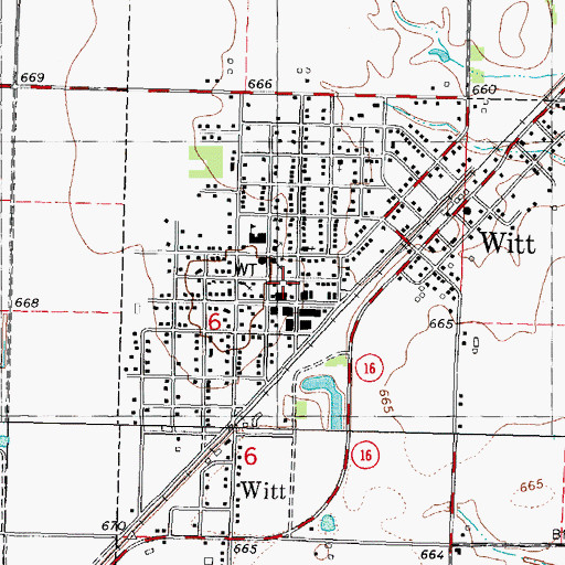Topographic Map of Witt Memorial Public Library, IL