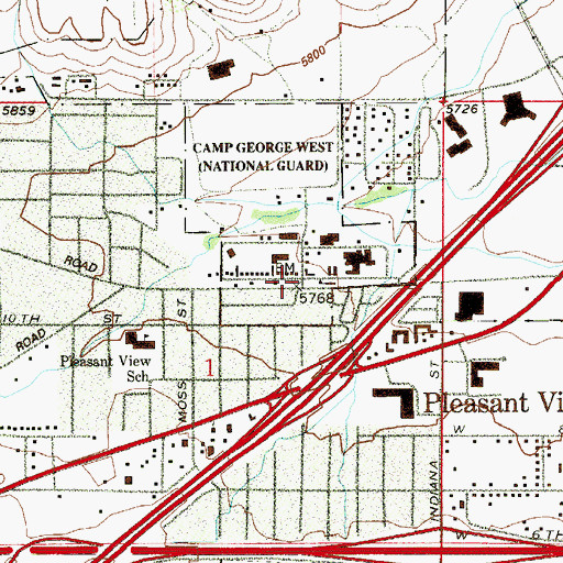 Topographic Map of Pleasant View, CO