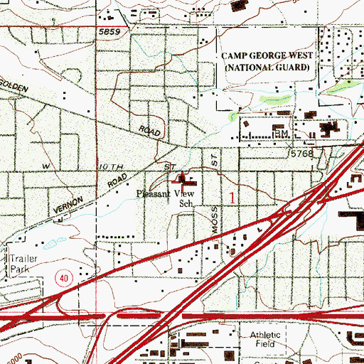 Topographic Map of Pleasant View Elementary School, CO