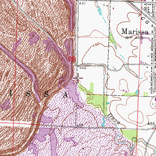 Topographic Map of East Doza School (historical), IL