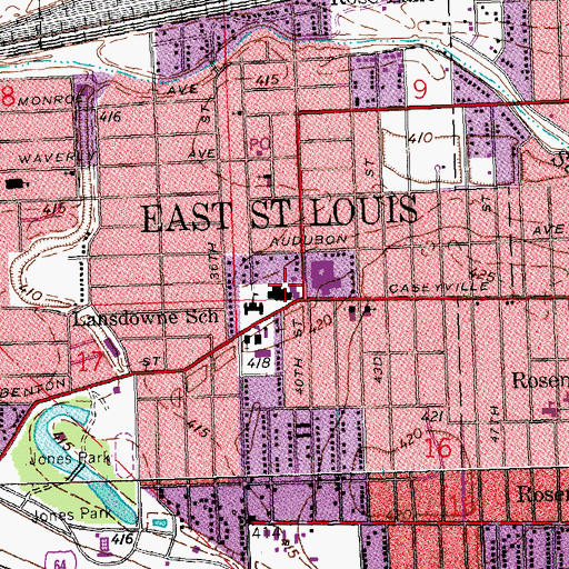 Topographic Map of Hawthorne Elementary School, IL