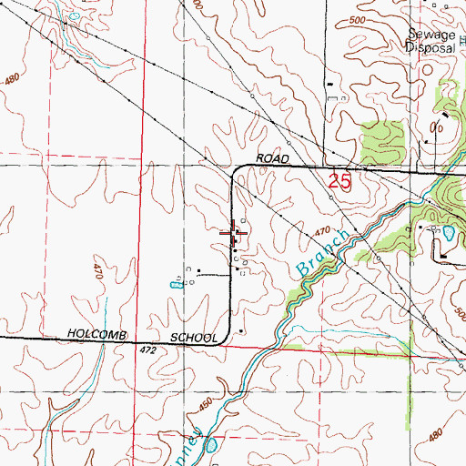 Topographic Map of Holcomb School (historical), IL