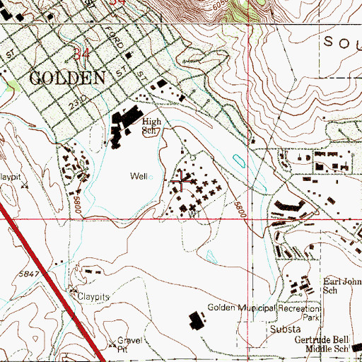 Topographic Map of Lookout Mountain Youth Services Center, CO