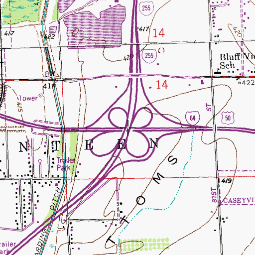 Topographic Map of Interchange 7, IL