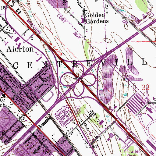 Topographic Map of Interchange 17, IL