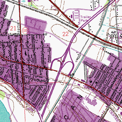 Topographic Map of Interchange 19, IL