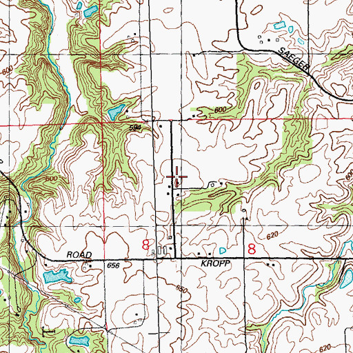 Topographic Map of Oakdale School (historical), IL