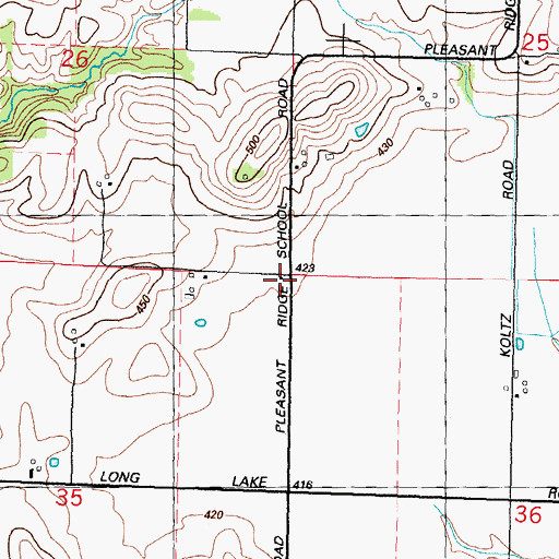Topographic Map of Pleasant Ridge School (historical), IL