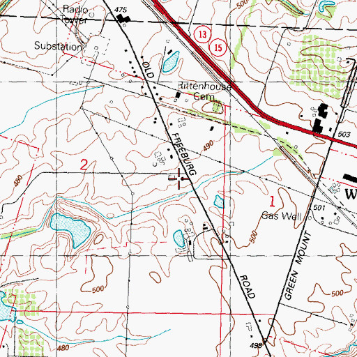 Topographic Map of Turkey Hill School (historical), IL